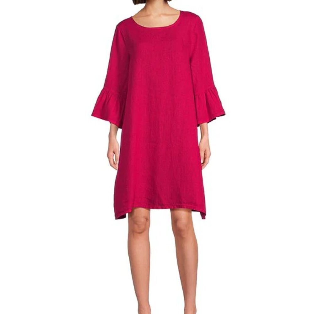 Bryn Walker Linen Dress Women's Size XS Pink Bell Sleeve Lightweight